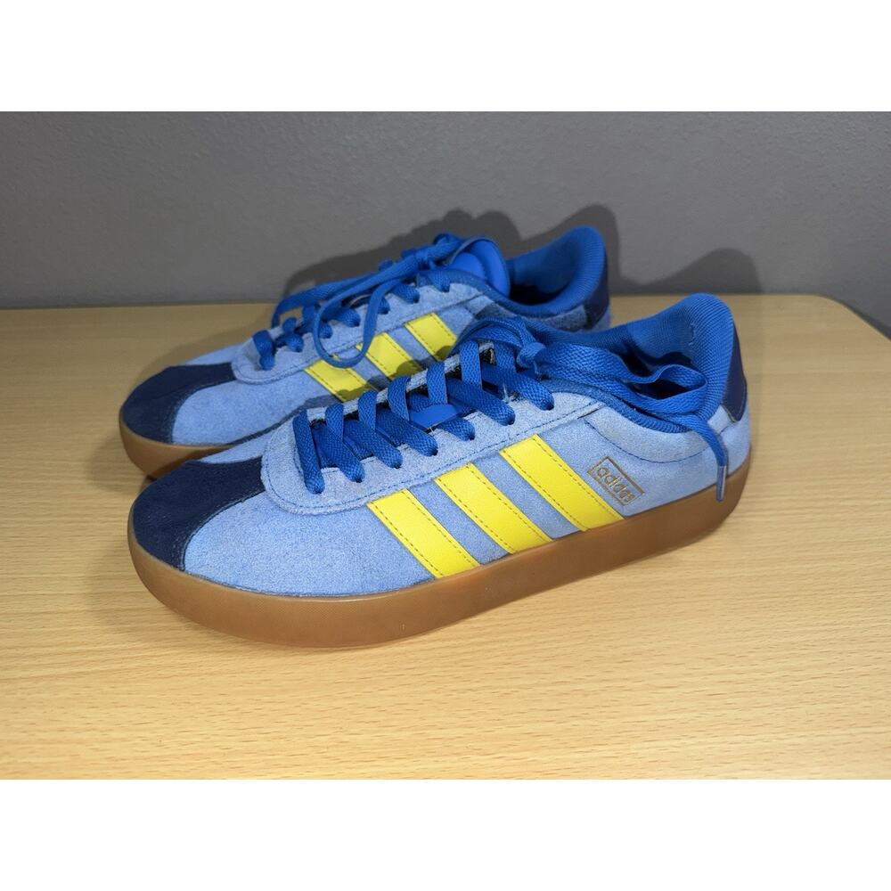 Adidas VL Court 3.0 Men’s Bright Royal Pure Sulfur Suede Sneakers Size 7.5